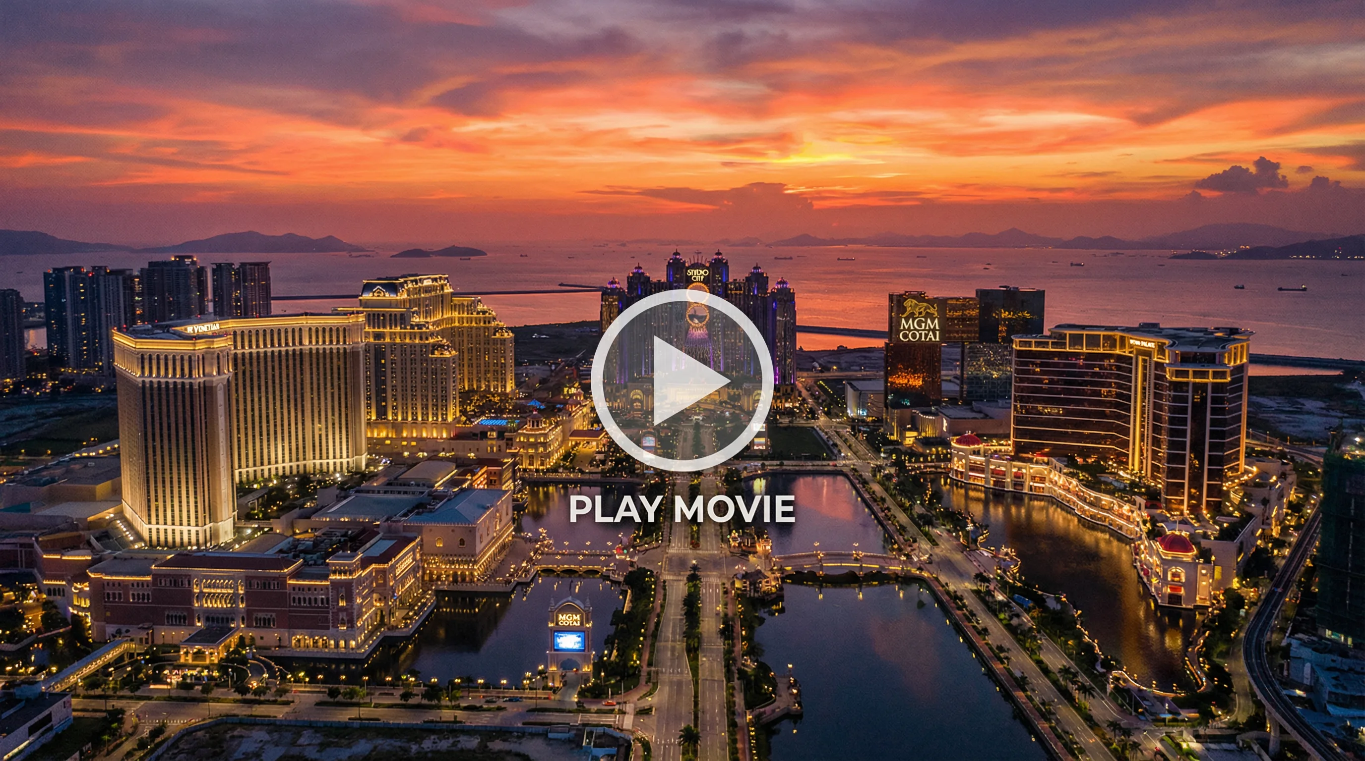 澳门路氹金光大道夜景航拍视频缩略图